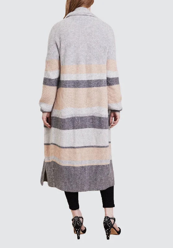 Ribbed Cashmere Coatigan | Striped