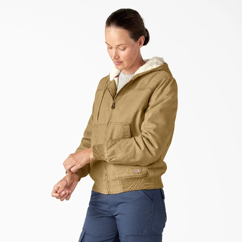 Women's Fleece Lined Duck Canvas Jacket - Rinsed Nubuck