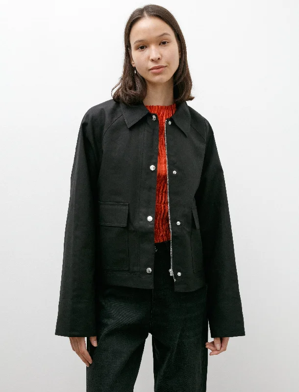 Cropped Cotton Jacket Black