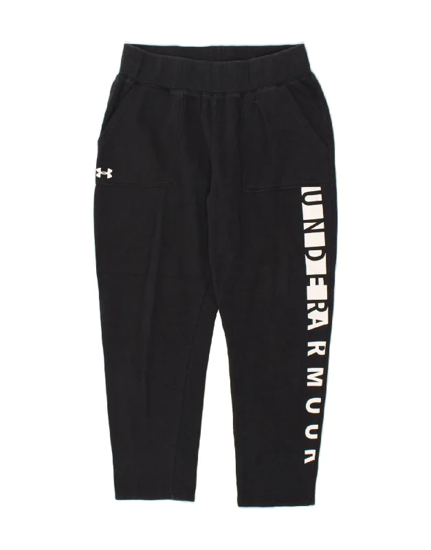 UNDER ARMOUR Womens Crop Graphic Tracksuit Trousers UK 14 Large Black