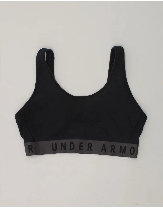 UNDER ARMOUR Womens Graphic Sport Bra Top UK 14 Medium Grey Cotton