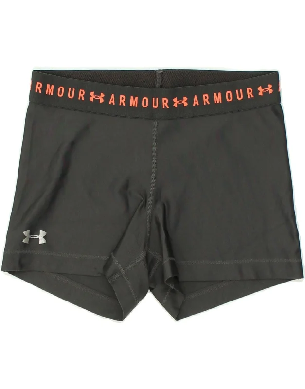 UNDER ARMOUR Womens Heat Gear Graphic Sport Shorts UK 12 Medium Grey