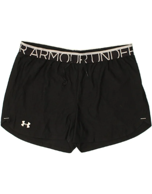 UNDER ARMOUR Womens Heat Gear Graphic Sport Shorts UK 14 Large Black