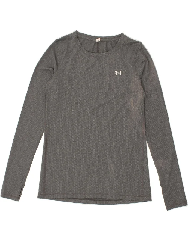 UNDER ARMOUR Womens Top Long Sleeve UK 10 Small Grey Spotted Polyester