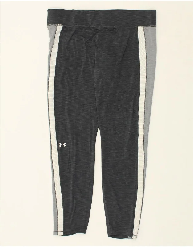 UNDER ARMOUR Womens Tracksuit Trousers UK 16 Large Grey Colourblock