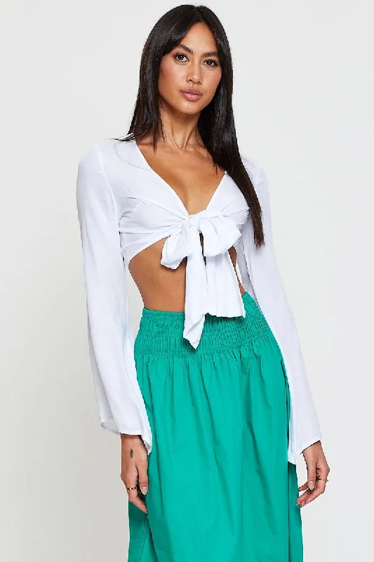 White Crop Bolero Long Sleeve