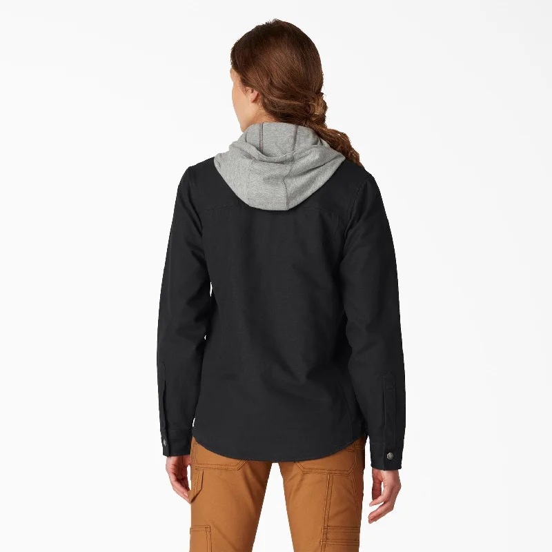 Women's Duck Hooded Shirt Jacket - Black