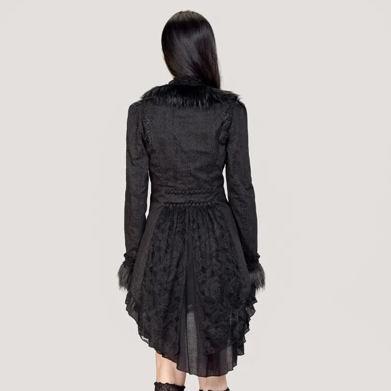 Women's Gothic Ruffled Lace Splice Swallow-tailed Coat