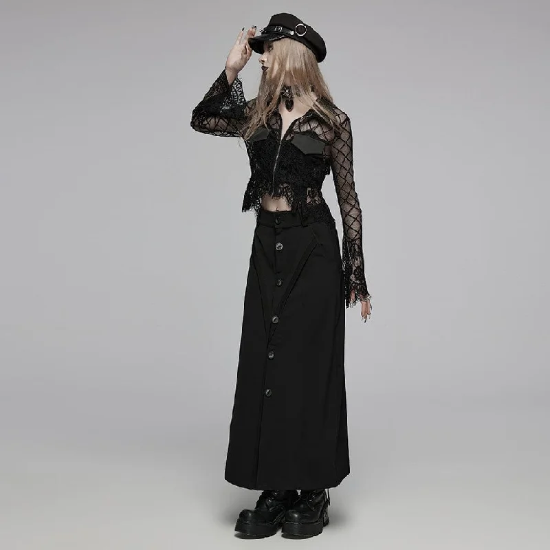 Women's Gothic Turn-down Collar Irregular Lace Jacket