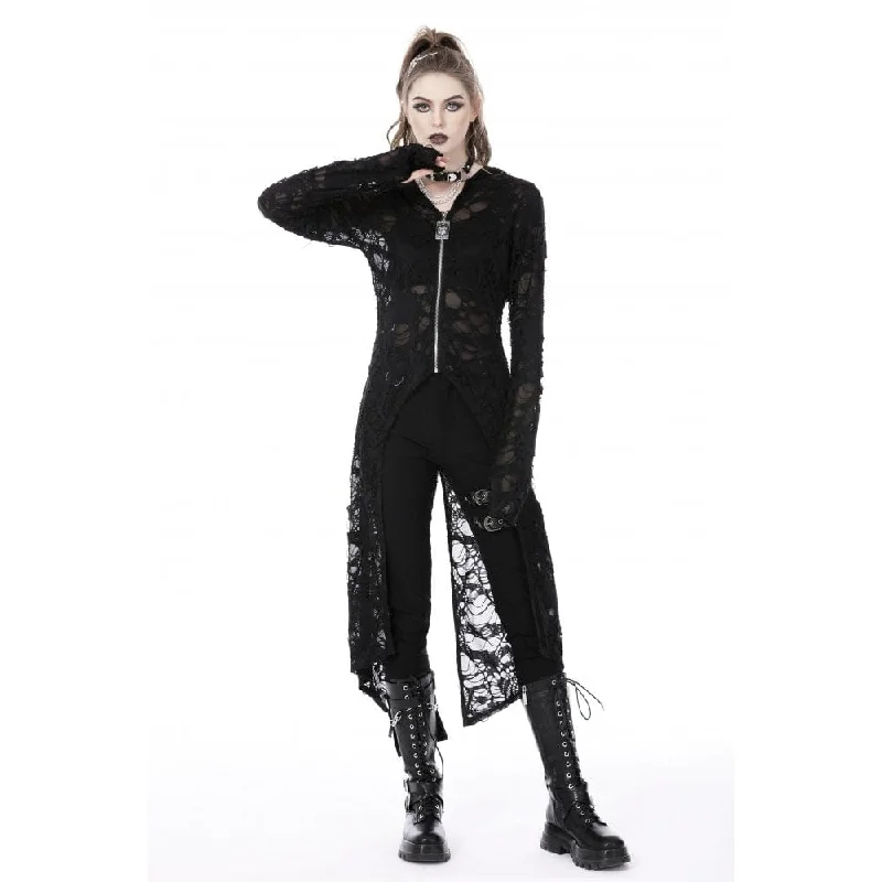 Women's Punk Split Ripped Coat with Hood