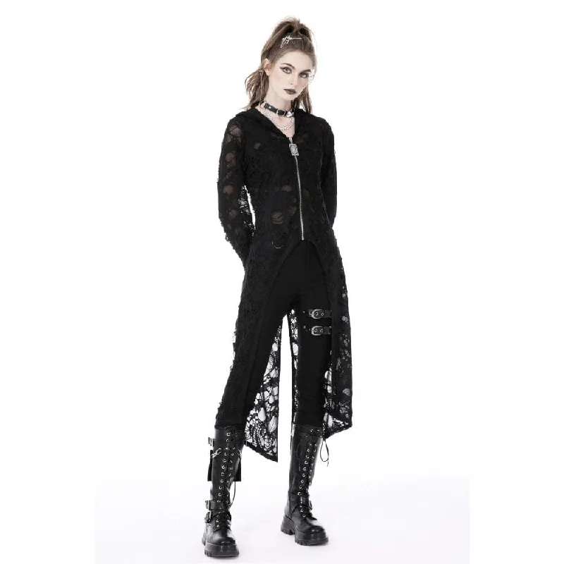 Women's Punk Split Ripped Coat with Hood