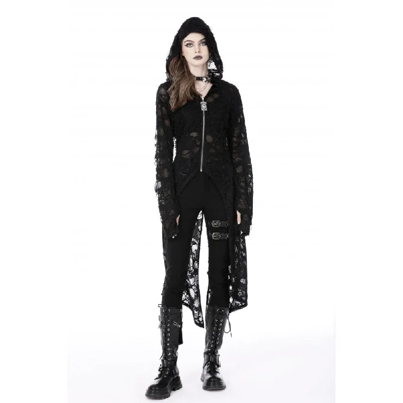 Women's Punk Split Ripped Coat with Hood