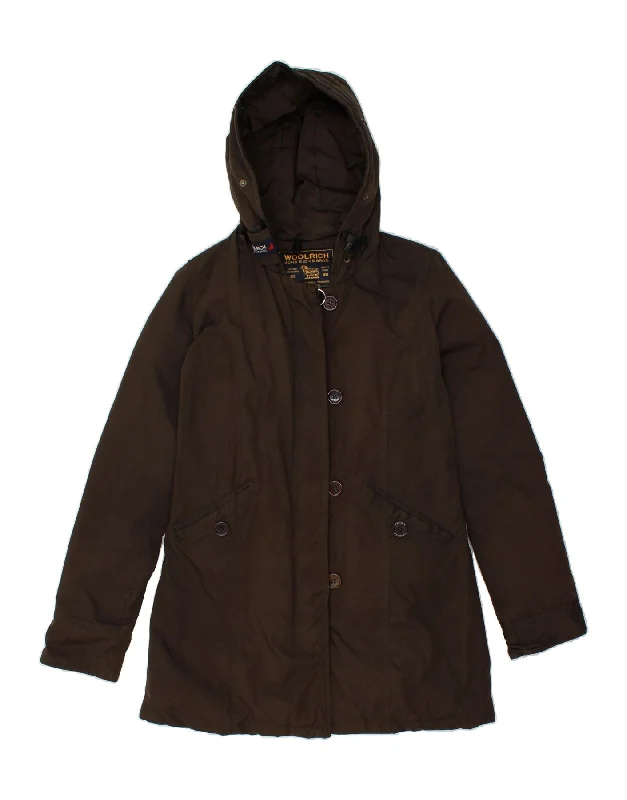 WOOLRICH Womens Hooded Windbreaker Jacket UK 6 XS Brown