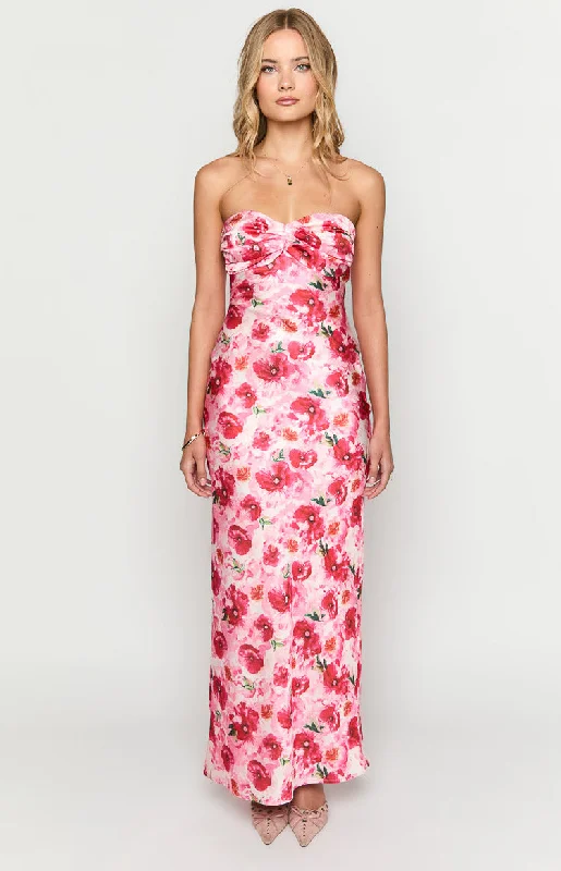 Ashley Pink Floral Formal Maxi Dress