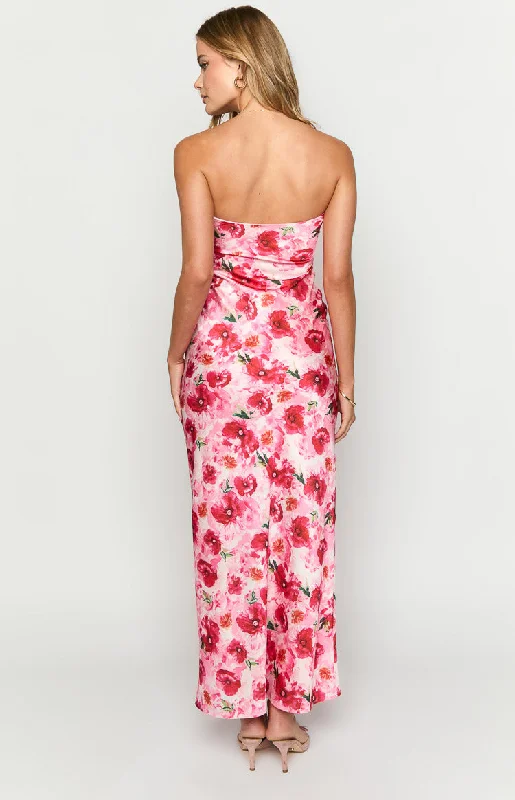 Ashley Pink Floral Formal Maxi Dress