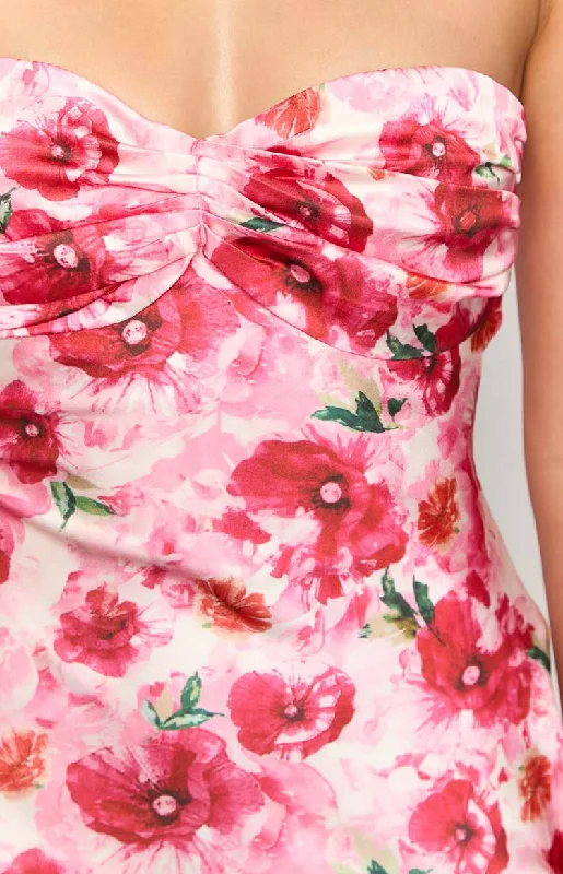 Ashley Pink Floral Formal Maxi Dress