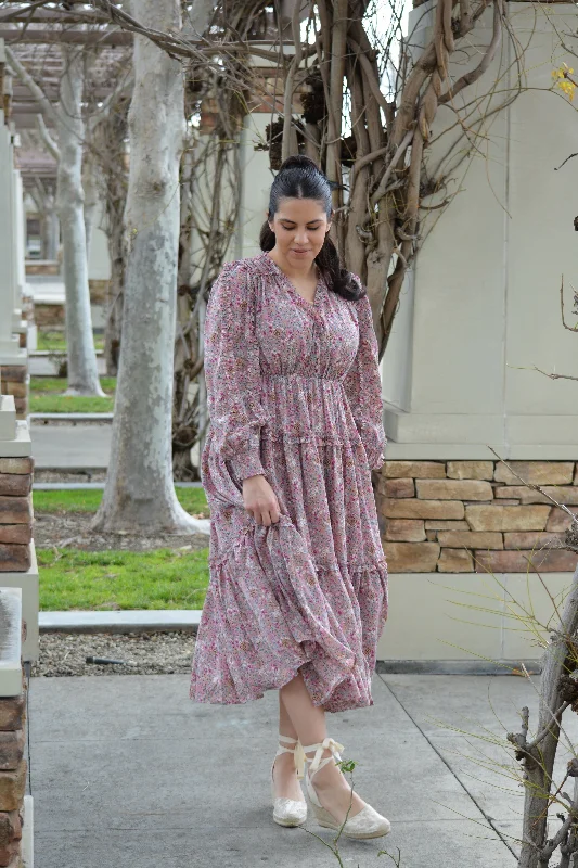 Ayla Dusty Pink Floral Dress