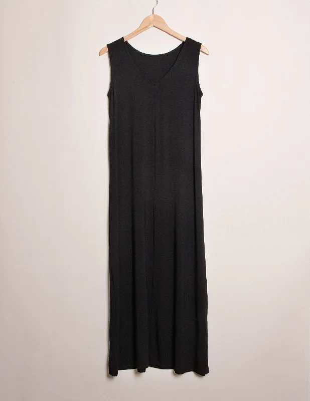 Bamboo A-Line Tank Dress - Black