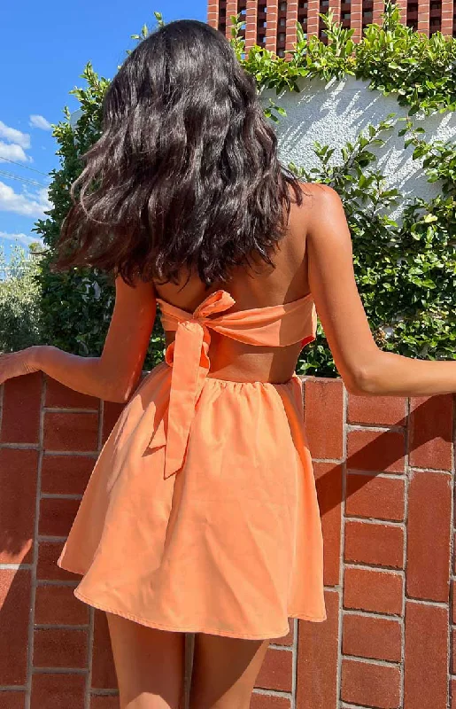 Cora Orange Tie Back Mini Dress