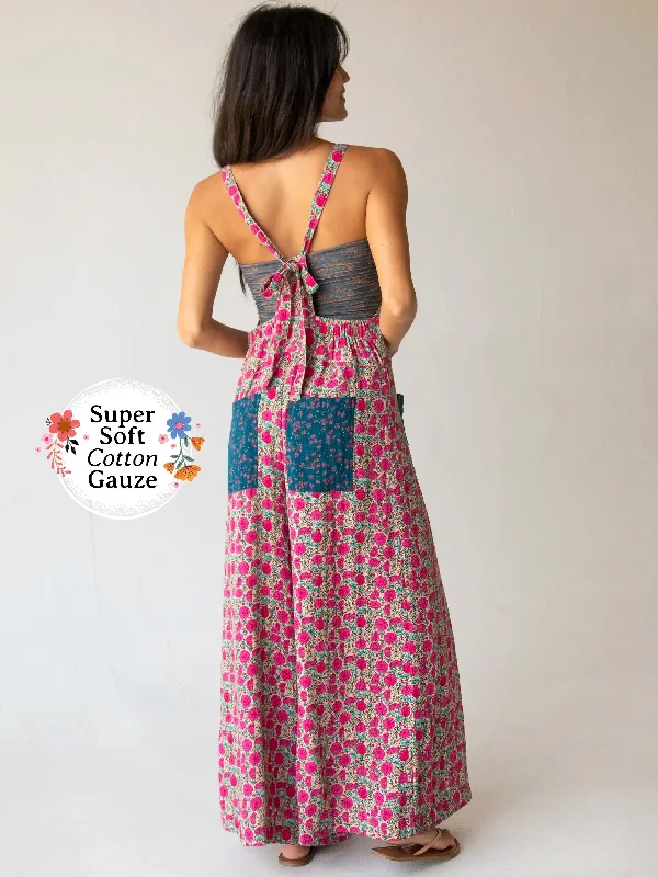 Dakota Tie Overall - Pink Puff Floral