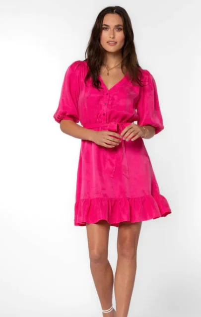 Darcie Hot Pink Balloon Sleeve Dress