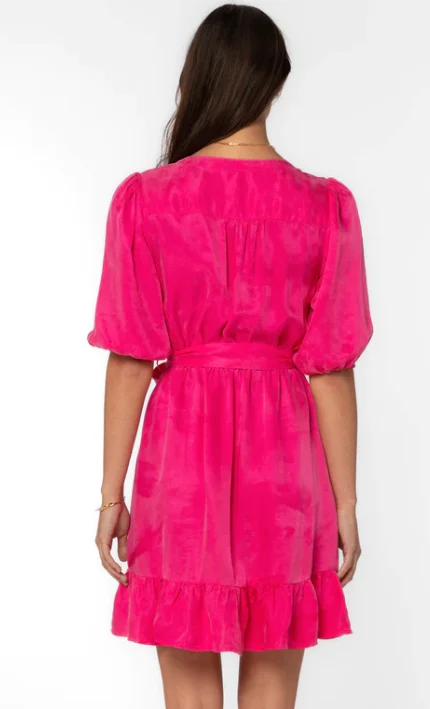 Darcie Hot Pink Balloon Sleeve Dress