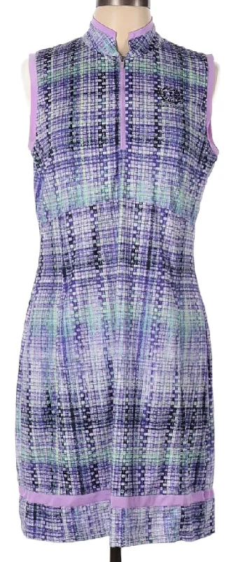 EP New York Purple Square Patterned Golf Dress w/logo Size L MSP$134