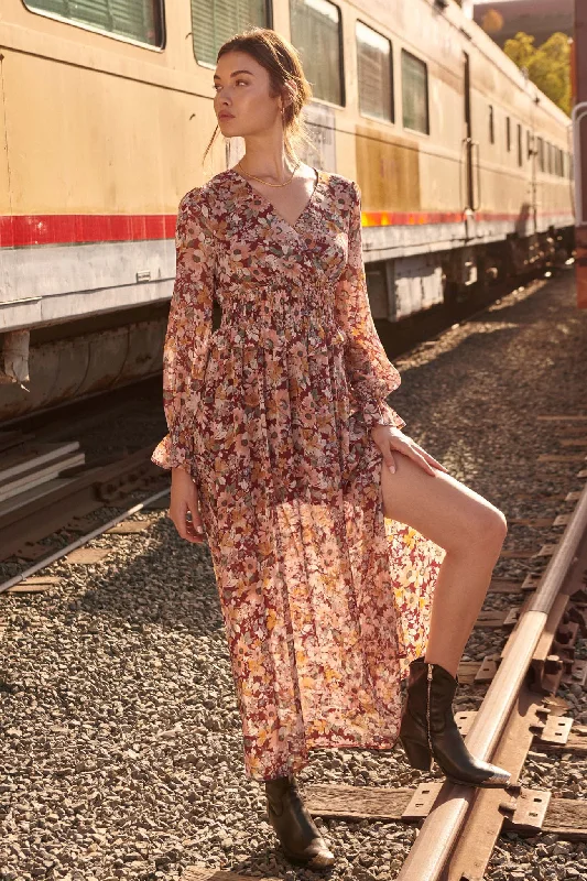 Halcyon Days Floral Chiffon Maxi Dress