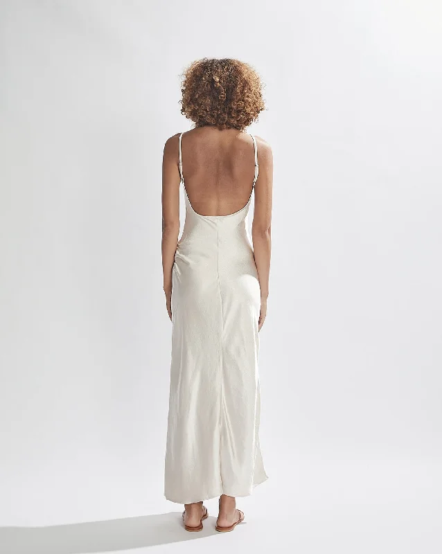 Isla Satin Slip Dress Pearl