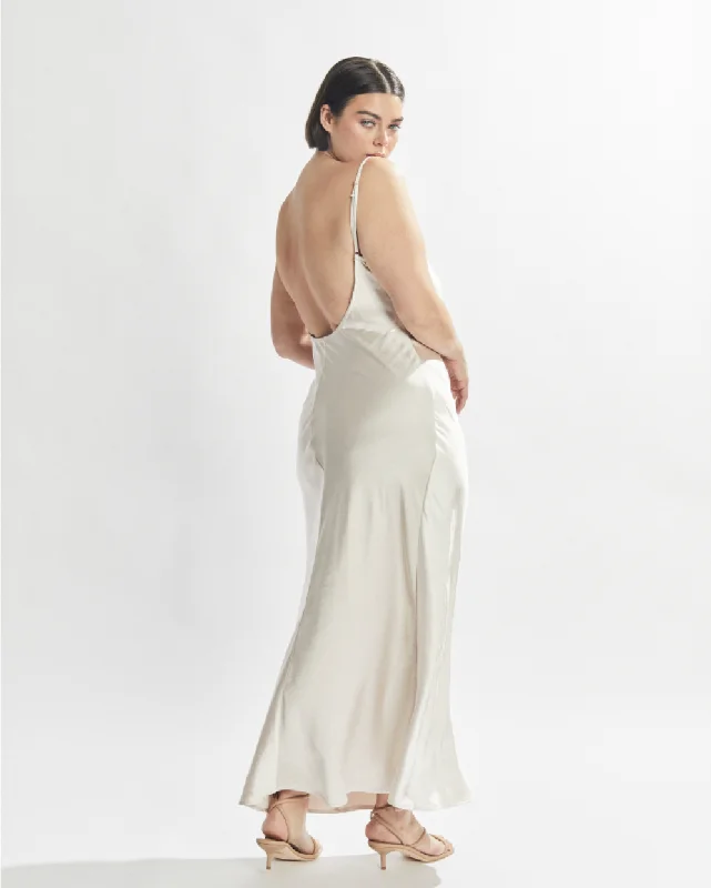 Isla Satin Slip Dress Pearl