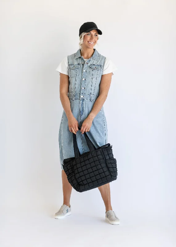 Jamila Sleeveless Button Front Denim Midi Dress