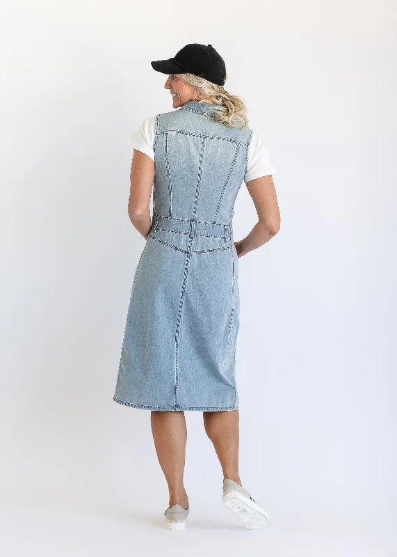 Jamila Sleeveless Button Front Denim Midi Dress