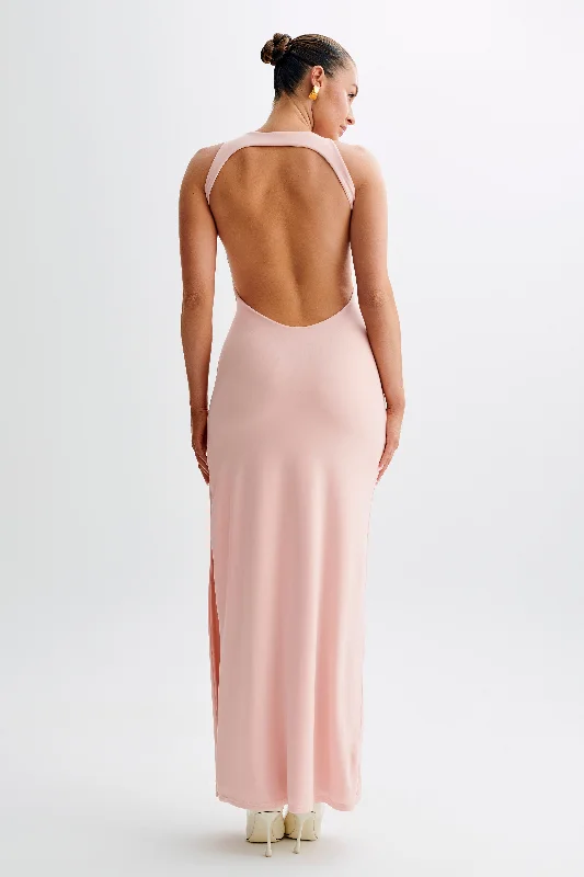 Louise Slinky Backless Maxi Dress - Pale Pink