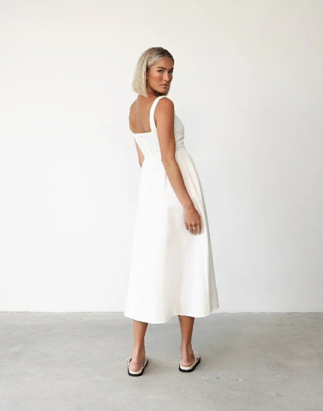 Mariel Midi Dress (White)