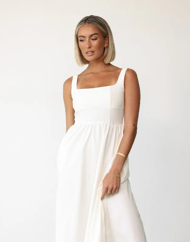 Mariel Midi Dress (White)