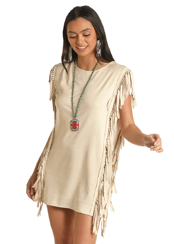 Rock and Roll Cowgirl Fringe Microsuede Dress