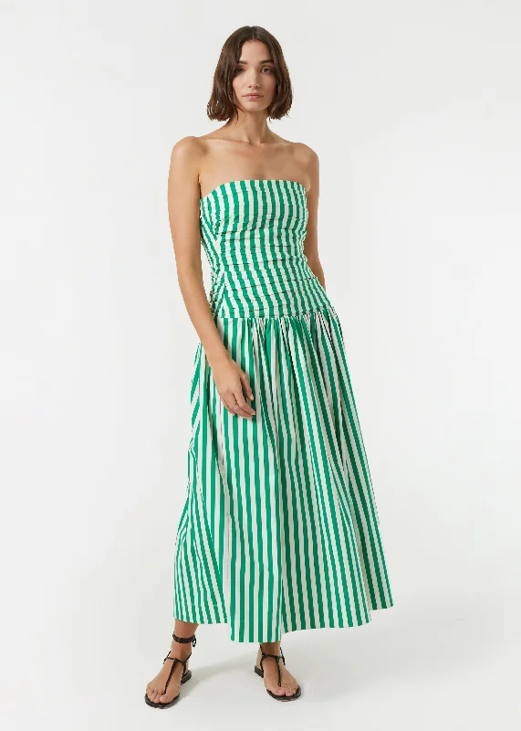 Selma Dress | Green Curacao Stripe