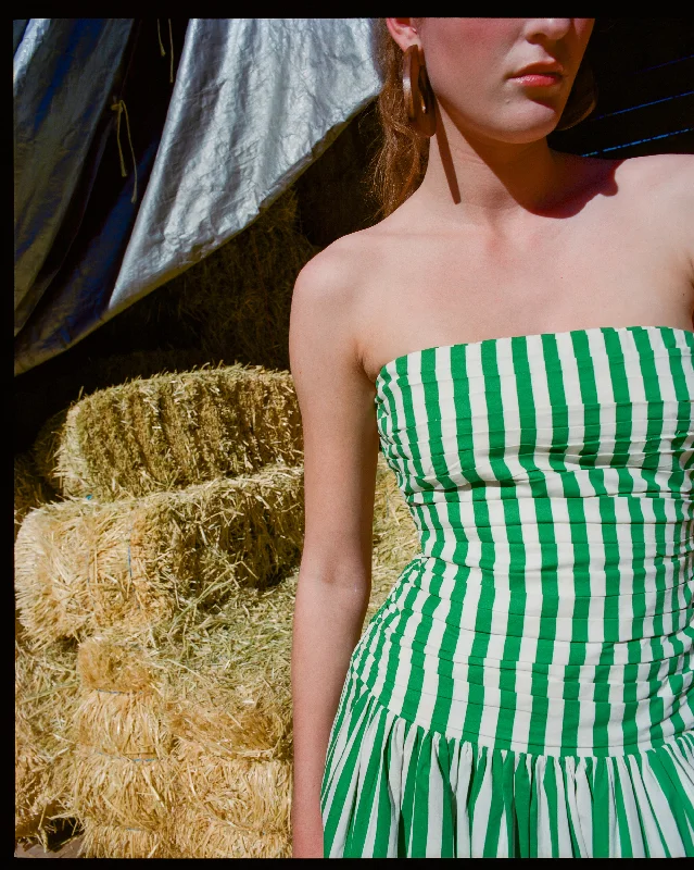 Selma Dress | Green Curacao Stripe