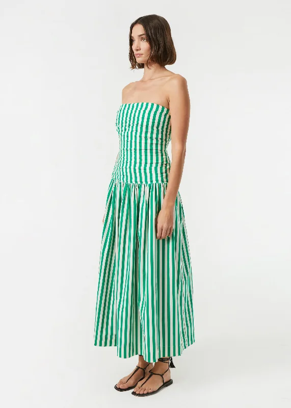 Selma Dress | Green Curacao Stripe