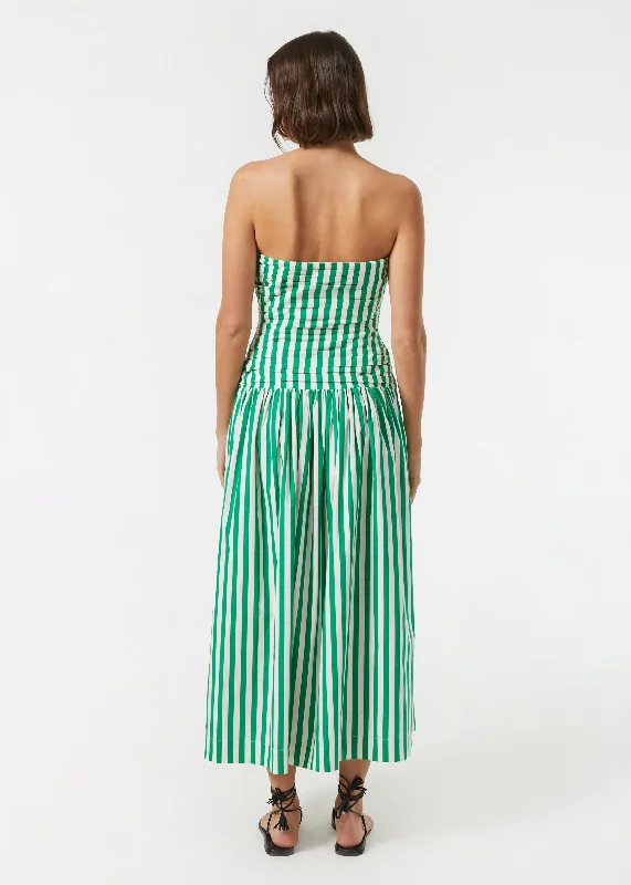 Selma Dress | Green Curacao Stripe