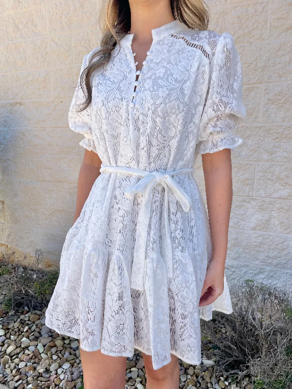 Simply Sweet White Lace Dress