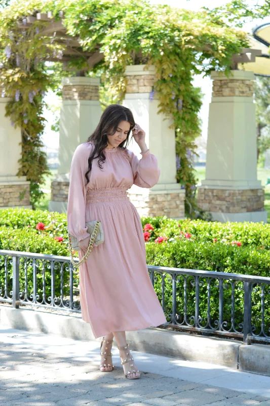 Verona Peach Satin Dress