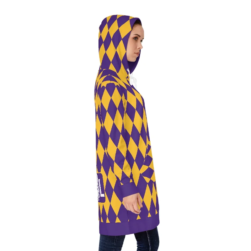 Women's Hoodie Dress - Purple/Gold Diamonds - The Original