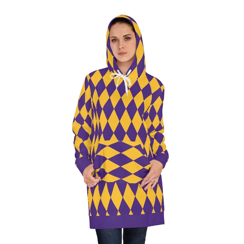 Women's Hoodie Dress - Purple/Gold Diamonds - The Original