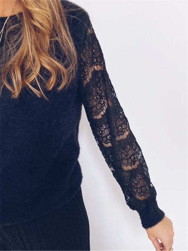 Casual Sexy Lace Long Sleeve Top