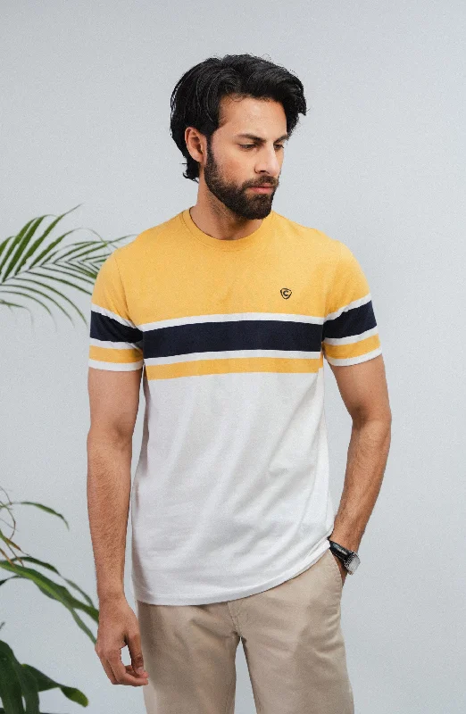 Striped T-Shirt - Mustard/White