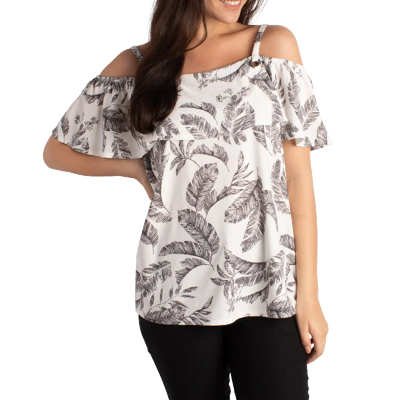 lily morgan Women's Printed Cold Shoulder Top