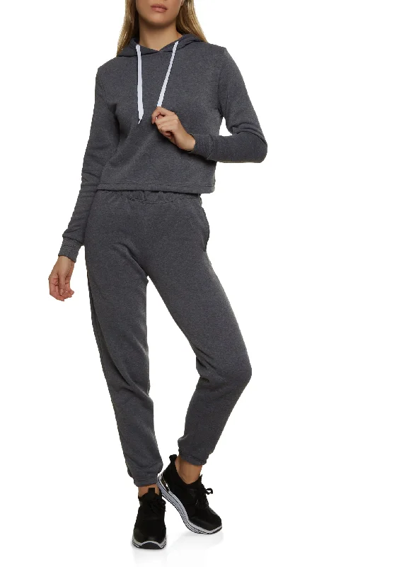 Fleece Hooded Cropped Sweatshirt