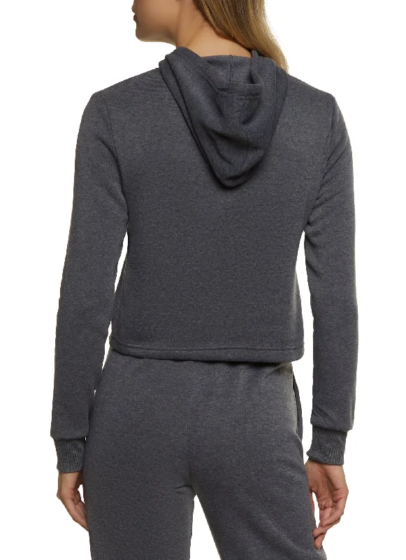 Fleece Hooded Cropped Sweatshirt