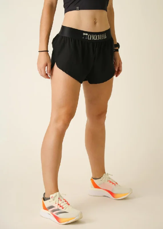 Women's Black 1.5"" Split Shorts